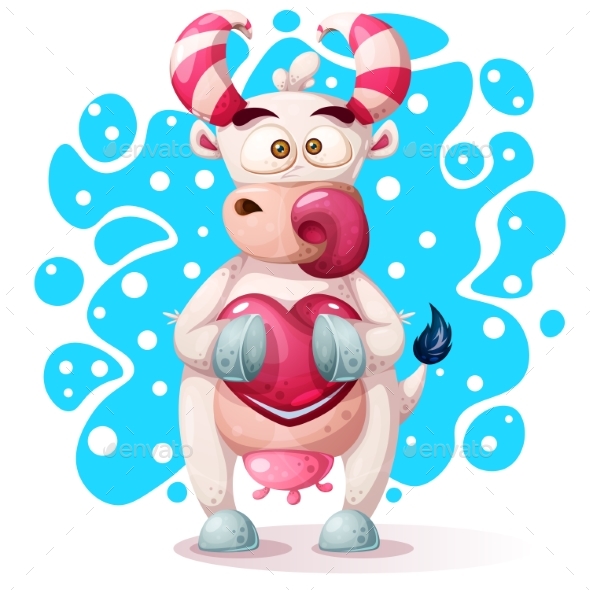 Cow Character with Heart