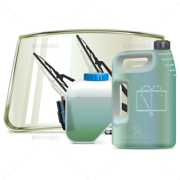 Vector Car Windshield Cleaning System Parts
