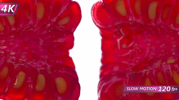 Two Raspberry Halves Give Juice