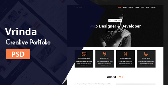 Vrinda | Portfolio PSD Template