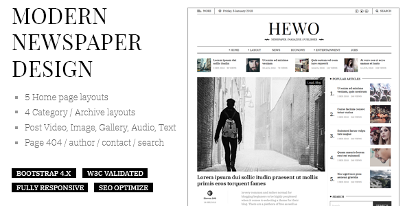 Hewo - Modern Newspaper HTML Template