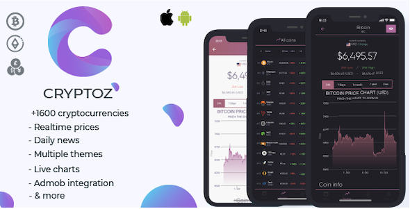 Cryptoz - Full cryptocurrency app for live tracking and watching cryptocurrencies rates ANDROID/IOS
