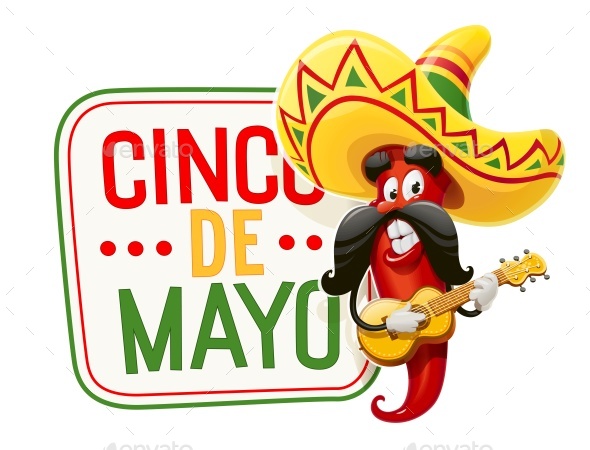 Red Pepper Character for Cinco De Mayo