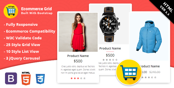 Ecommerce Grid is a Multipurpose Product Showcase HTML Widget