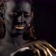 Art Portrait of a Young Female Model with Black Skin Golden Lips Hands Eyes - VideoHive Item for Sale