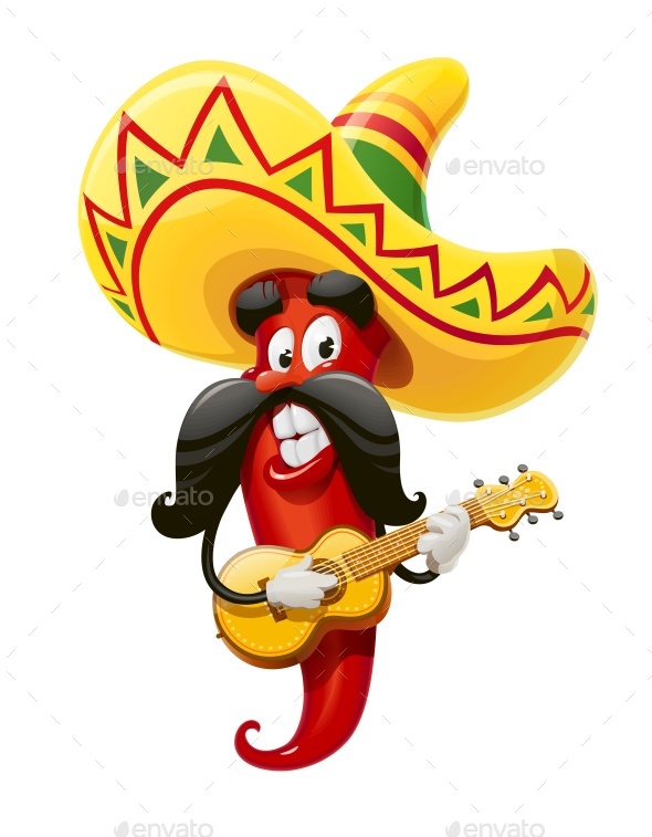Red Pepper Character for Cinco De Mayo