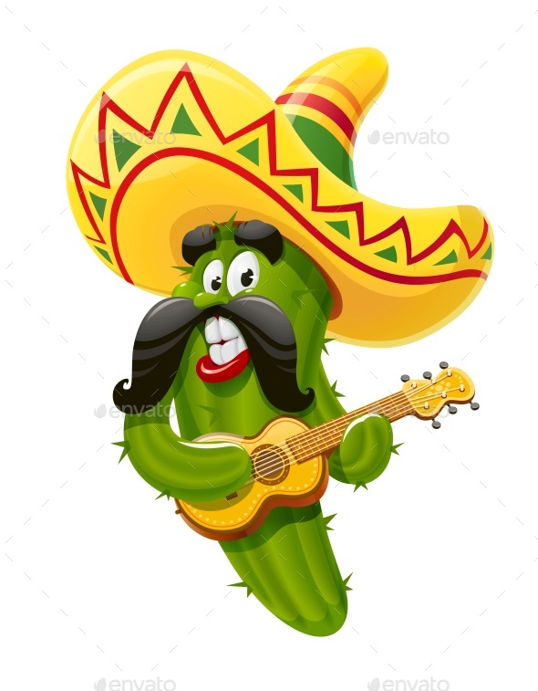Green Cactus Character for Cinco De Mayo