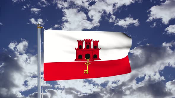 Gibraltar Flag Waving 4k