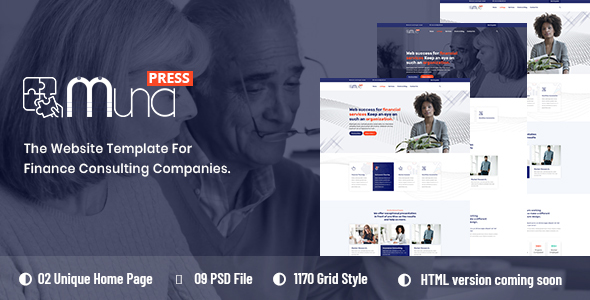 Muna - Finance Consulting PSD Template