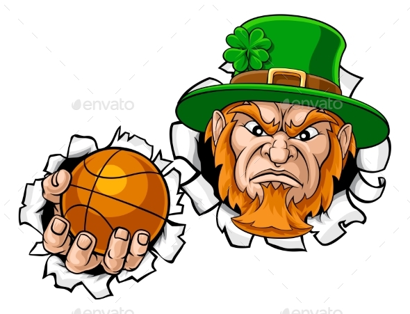 Leprechaun Basketball Mascot Ripping Background