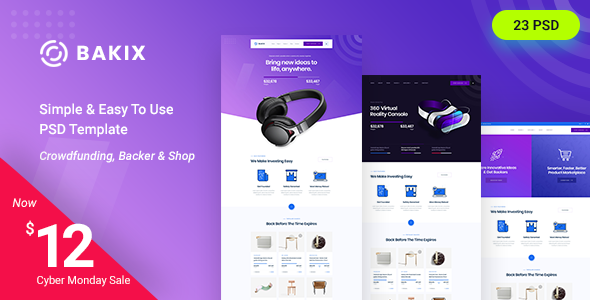 Bakix - Startup & Crowdfunding PSD Template