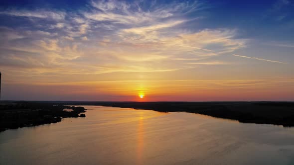 Golden Path Over the River at Sunset.