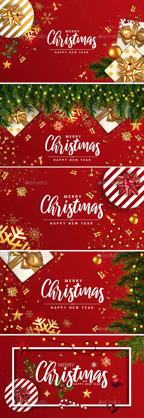Merry Christmas and Happy New Year Banners