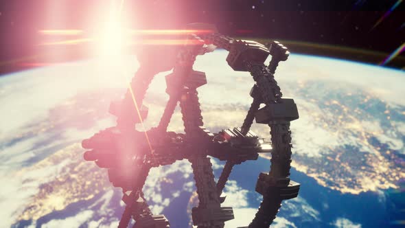 UFO Spaceship Hovering in the Sky Elements Furnished By NASA alt