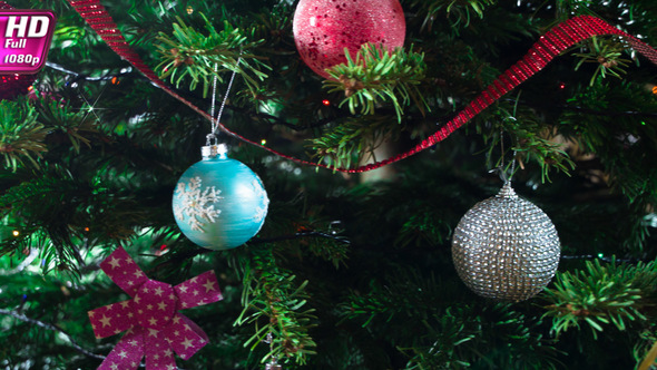 Garlands And Toys On The Christmas Tree