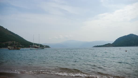 View From the Beach in Marmaris To the Bay with Mountains