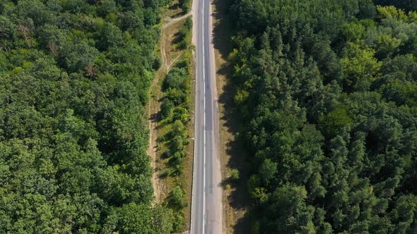 Aerial View Highway Near Forest