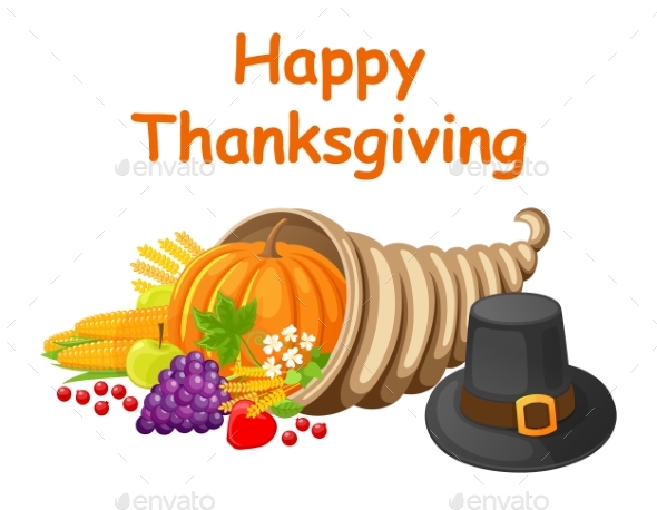 Happy Thanksgiving Day Poster with Food Vector