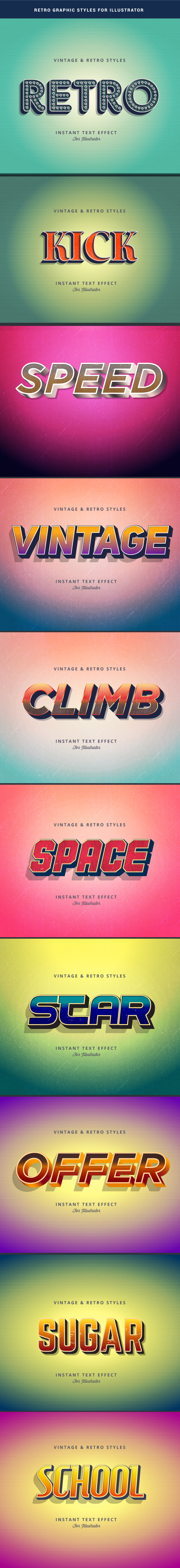 Retro Text Effect for Adobe Illutrator