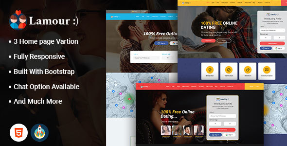 Lamour - Dating Website HTML5 Template