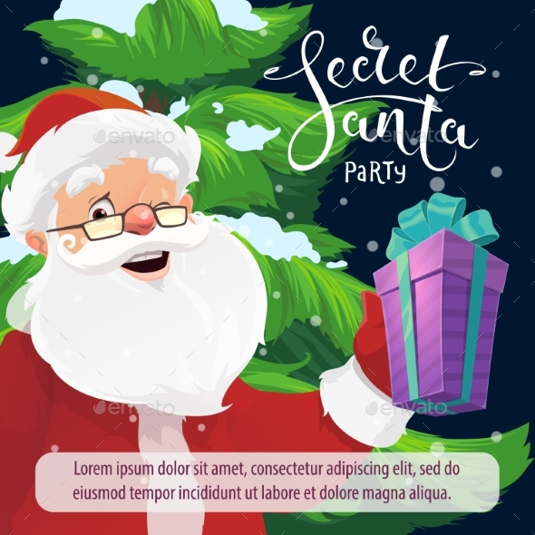 Secret Santa Christmas Party Invitation with Gift