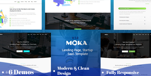 Moka - Landing Page, Startup HTML Template