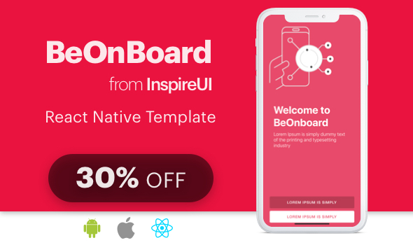 BeOnboard - complete onboarding template for React Native app (Expo version)