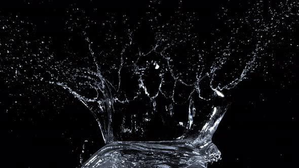 Super Slow Motion Shot of Water Splash at 1000Fps Isolated on Black Background