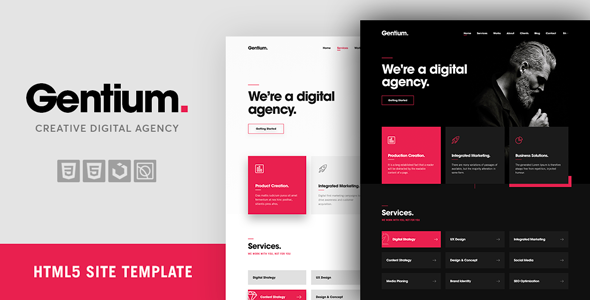 Gentium - szablon OnePage kreatywnej agencji cyfrowej i marketingowej