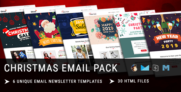 Christmas - New Year Responsive Email Template with Mailchimp Editor & Online StampReady Builder Acc