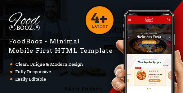 FoodBooz - Minimal Restaurant, Food & Cafe Shop HTML Template