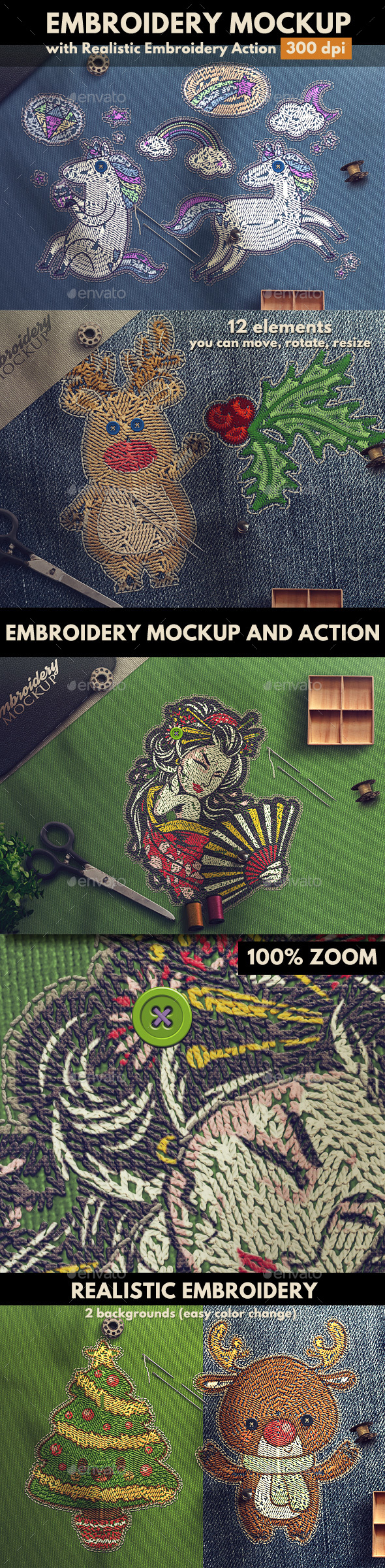 Embroidery Mockup with Embroidery Photoshop Action
