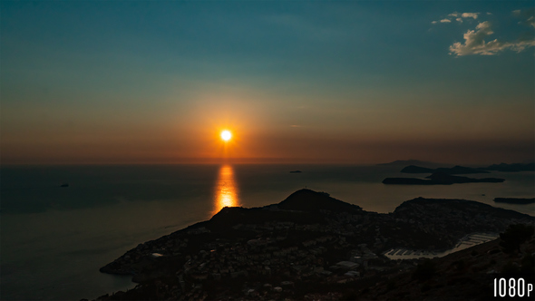 Panoramic Island Sunset Timelapse on the Ocean