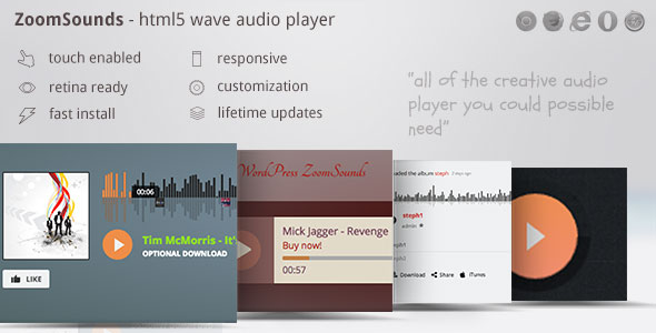ZoomSounds - schludny odtwarzacz audio HTML5 z przebiegiem i listą odtwarzania