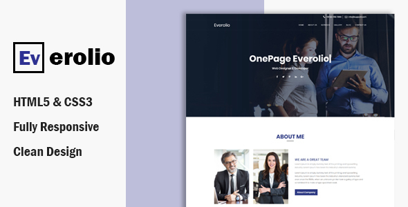 Everolio  – One Page HTML5 Bootstrap4 Template