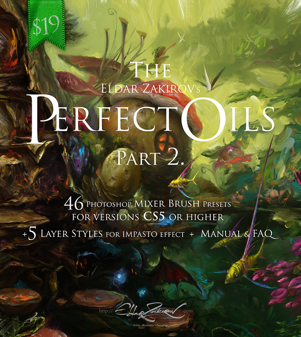 The Perfect Oils. Part 2. 46 Mixer Brush Presets for Photoshop CS5+ and 5 