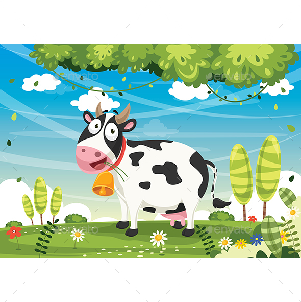 Vector Illustration of Cartoon Cow