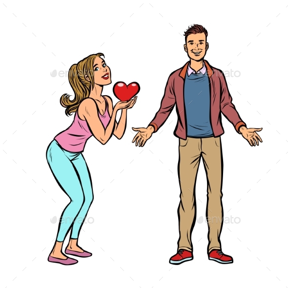 Young Couple Love Valentine Heart