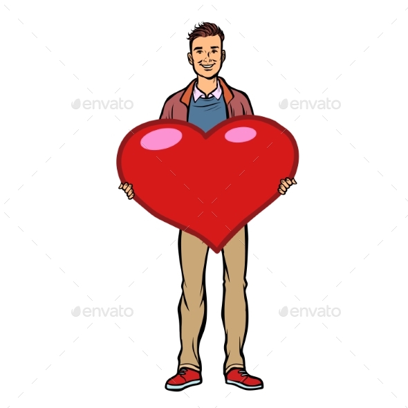 Young Man with Valentine Heart