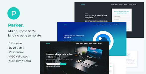 Parker Software and Startup Landing Page Template