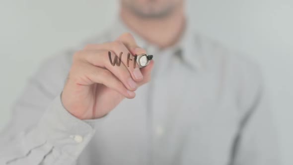 Comparison Man Writing on Transparent Screen