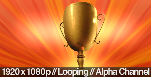 Gold Trophy Spinning Loop + Alpha Channel