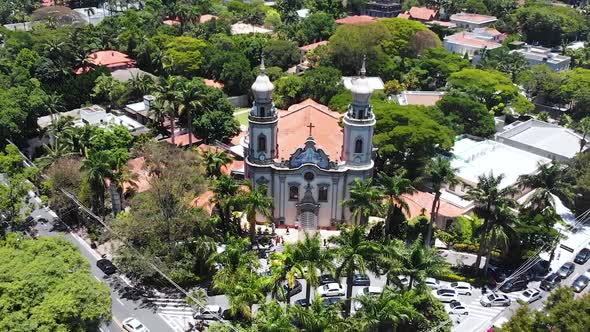 Cathedral, Church Sao Paulo, Brazil (Aerial View, Panorama, Drone Footage)