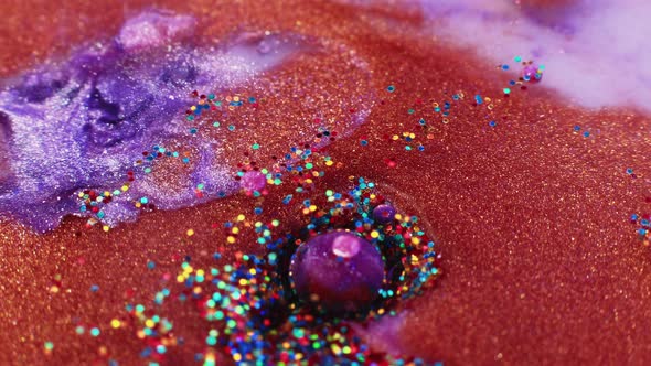 Oil Paint Bubbles Glitter Ink Water Purple Orange alt