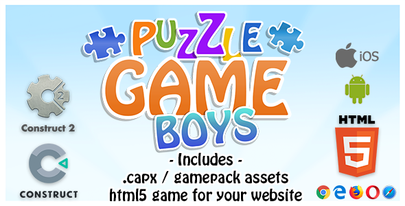 Puzzle Game Boys - Construct 2 Source Code and HTML5 Files for your Site
