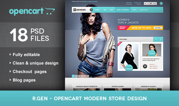 R.Gen - OpenCart Modern Store Design PSD