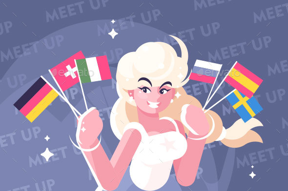 Blonde Holding National Flags