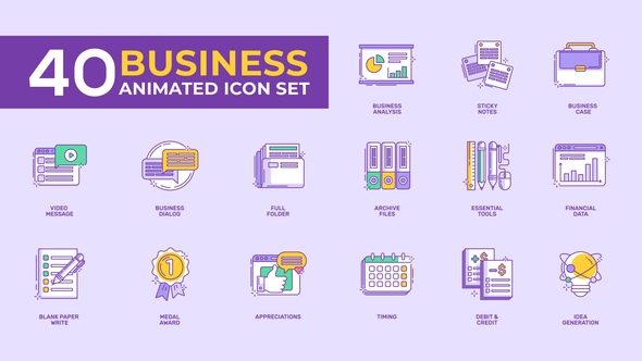 40 Animated Business Icon Set alt