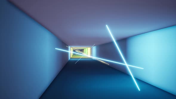 Fluorescent Ultraviolet Light Colorful Laser Neon Lines Tunnel alt
