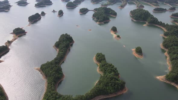 Aerial View of Thousand Island Lake, Hangzhou, China